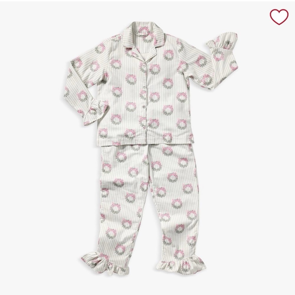Pottery Barn NWT Flannel Ruffled Pajama Set Size Medium